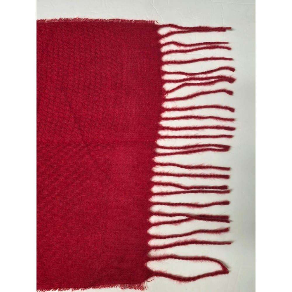 Style & Co Red Convertible Wrap Scarf Basketweave Texture Fringe NWT - Picture 2 of 10